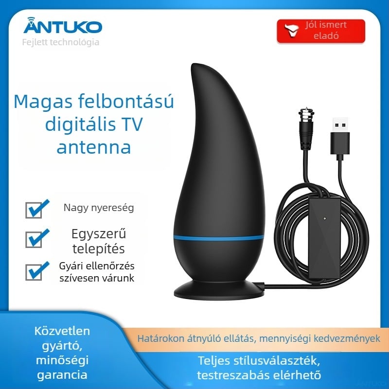 ANTUKO/Extra High HDTV DTMB földhullámú TV antenna beltéri és kültéri használatra