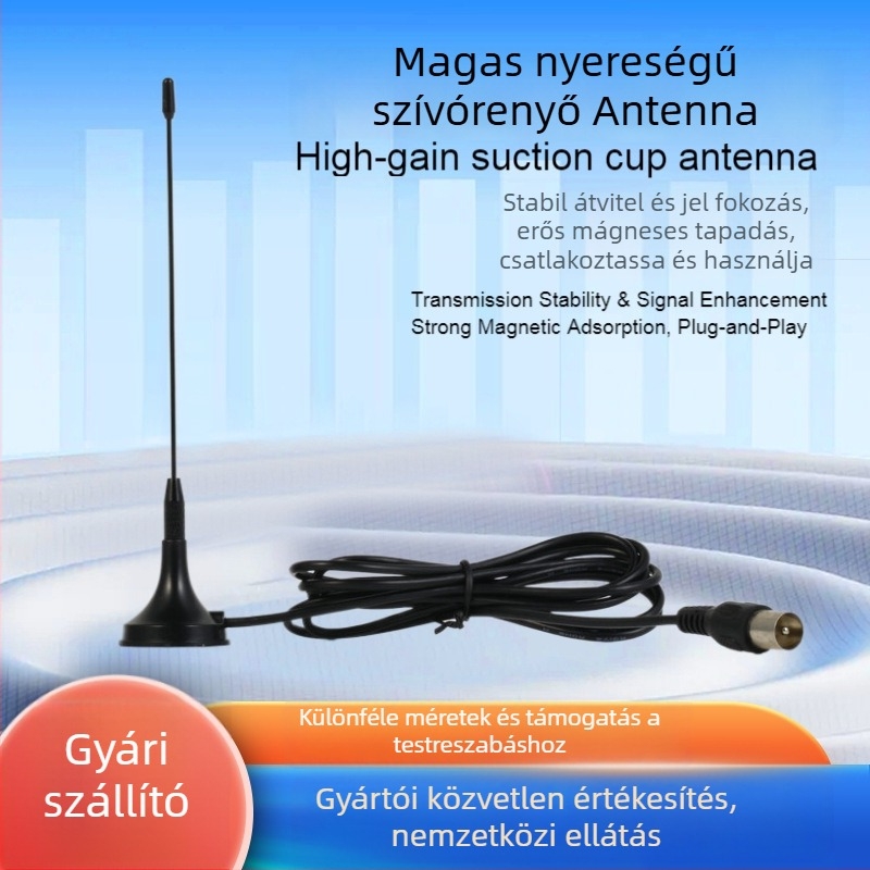 DVB-T beltéri antenna vákuumos rögzítéssel, nagy nyereségű digitális TV antenna, 1,5 m kábellel