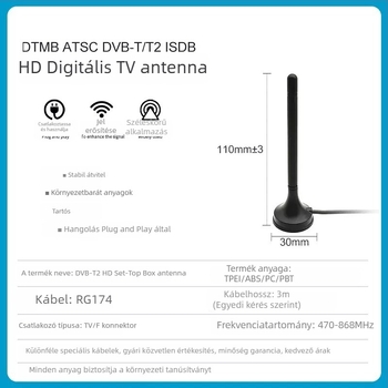 Beltéri TV antenna FM vételi DTMB DVB-T ISDB – Wei han WH035 – Fő piacok: Kína, Egyéb