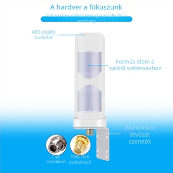 Omnidirekcionális mennyezeti antenna 4G – 5 dB nyereség, 800–3800 MHz, 50 Ω impedancia, SWR ≤ 1,5, üzemelési feszültség 5 V