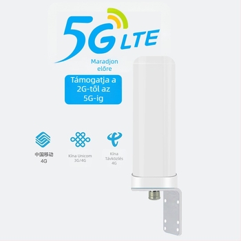 Omnidirekcionális mennyezeti antenna 4G – 5 dB nyereség, 800–3800 MHz, 50 Ω impedancia, SWR ≤ 1,5, üzemelési feszültség 5 V