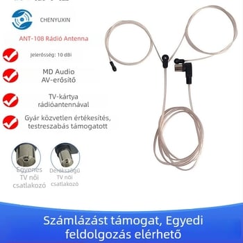 FM rádióantenna kettős párhuzamos kábel, női csatlakozó, SWR ≤ 1.8