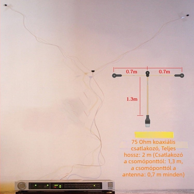 FM rádióantenna kettős párhuzamos kábel, női csatlakozó, SWR ≤ 1.8