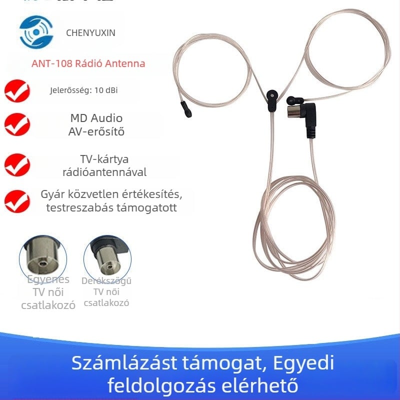 FM rádióantenna kettős párhuzamos kábel, női csatlakozó, SWR ≤ 1.8