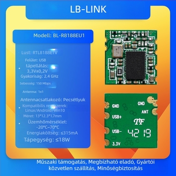 Vezeték nélküli Wi-Fi képátviteli modul a képernyővetítéshez – Márka Must-link b-link, modell BL-R8188EU1 / RTL8188ETV