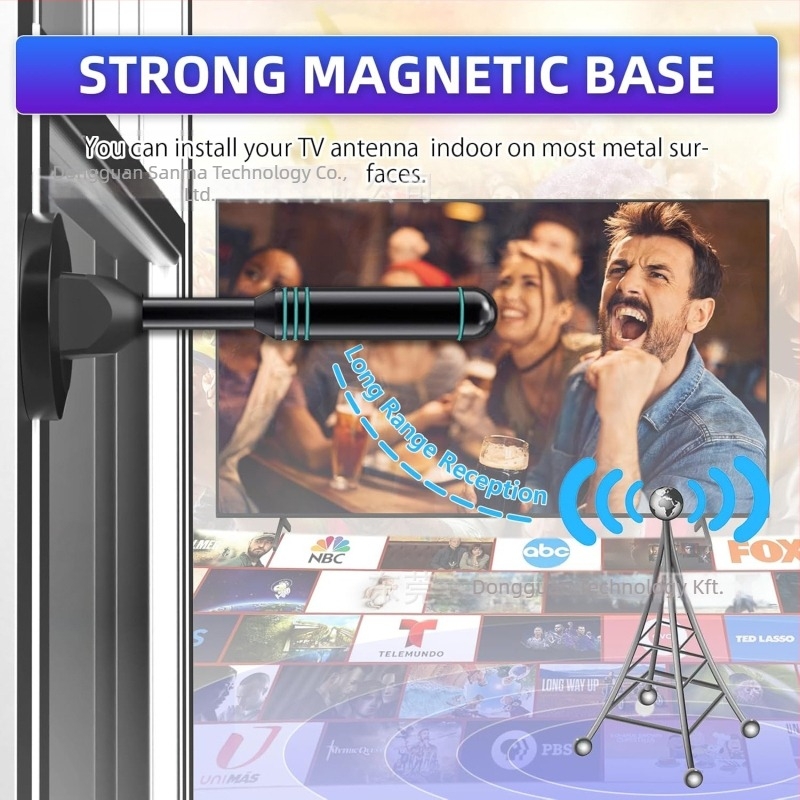 Beltéri/kültéri TV antenna, 360° vétel, HD digitális TV, kompatibilitás Európa, Amerika és Japán számára