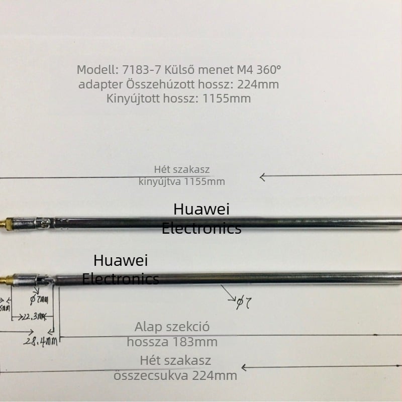 HW 7183-7 teleszkópos antenna, külső M4 menet, 360° forgás, televízióhoz