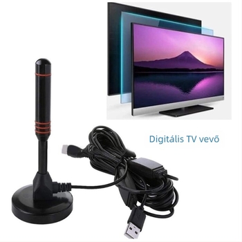 Beltéri DVB-T2 digitális TV antenna jel-erősítővel és nagy nyereséggel