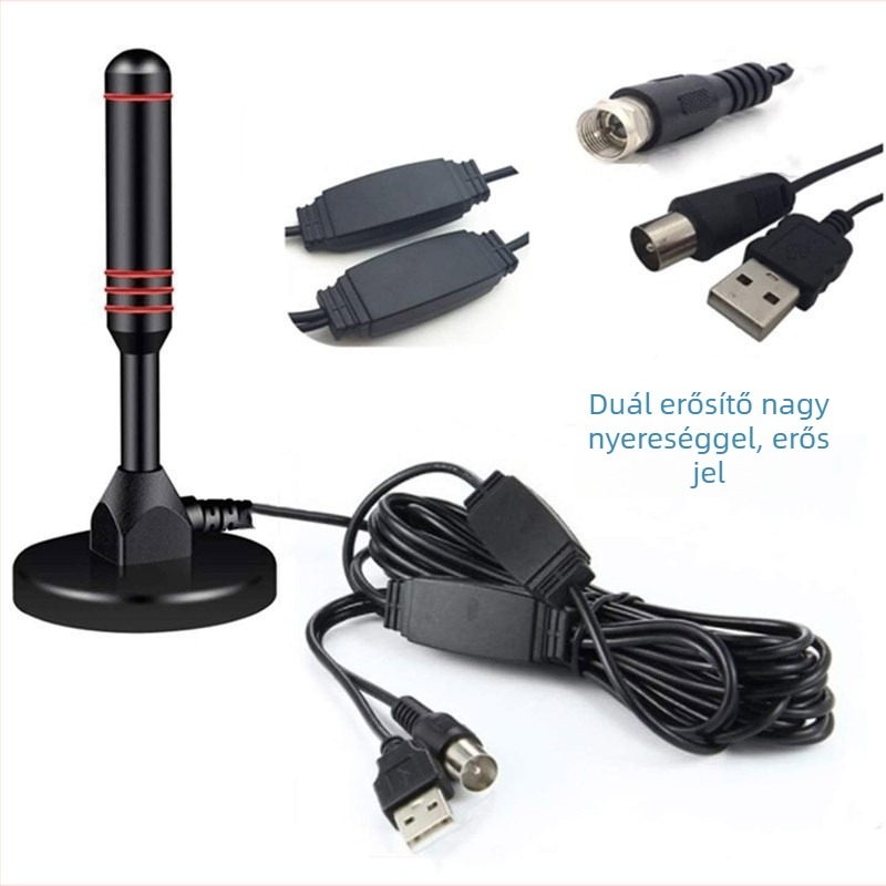 Beltéri DVB-T2 digitális TV antenna jel-erősítővel és nagy nyereséggel