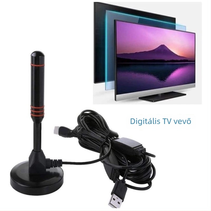 Beltéri DVB-T2 digitális TV antenna jel-erősítővel és nagy nyereséggel