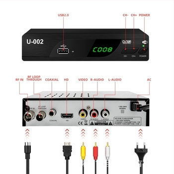 DVB-T2 HD digitális set-top box négymagos processzorral, 512MB RAM, 1920x1080 felbontás, USB/HDMI/Wi-Fi/AV csatlakozók