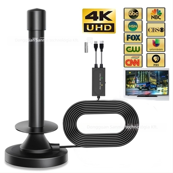 Hengeres HD beltéri és kültéri digitális TV antenna, mágneses alap és omnidirakcionális vákuumos rögzítés
