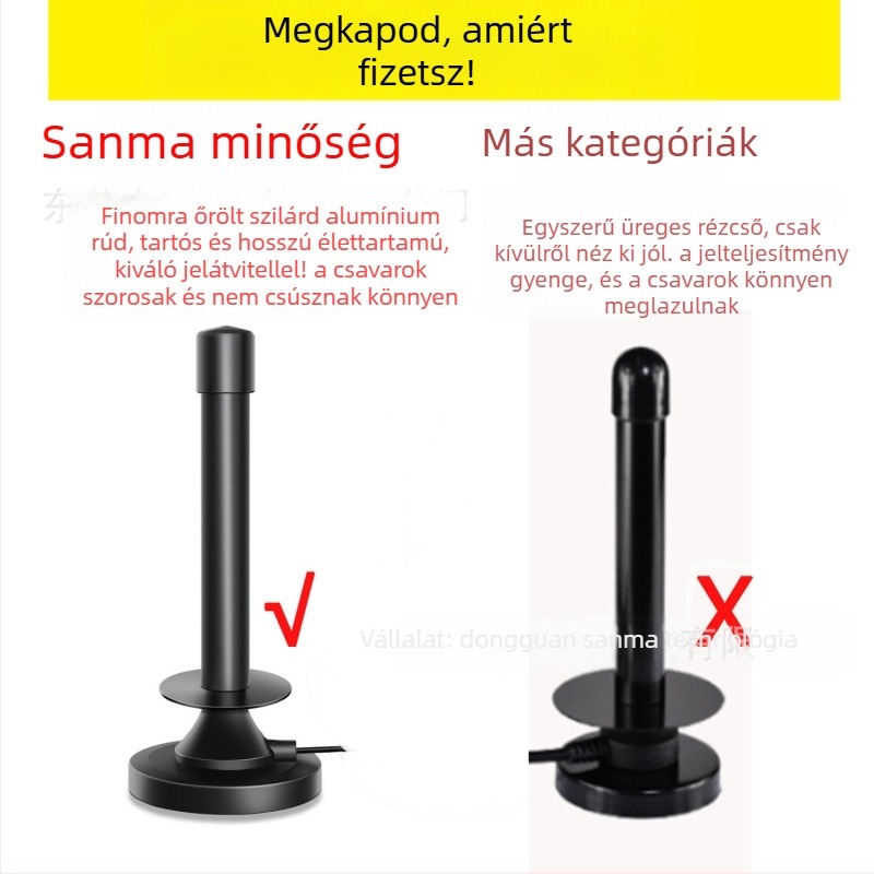 Hengeres HD beltéri és kültéri digitális TV antenna, mágneses alap és omnidirakcionális vákuumos rögzítés