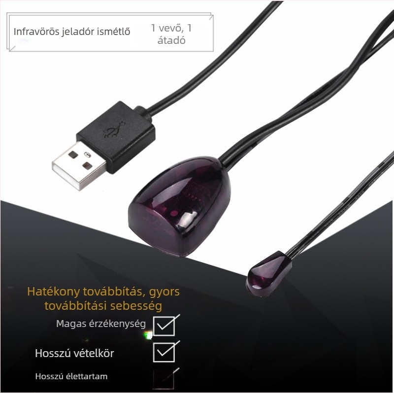 USB infravörös ismétlő — optikai vevő, távoli infravörös sáv, folyamatos üzemmód, szélessávú jel, nagy sebesség