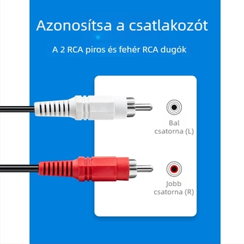 AV kábel: 3,5 mm női csatlakozó 2x RCA-hoz, réz mag, nikkelezett csatlakozók, PVC burkolat