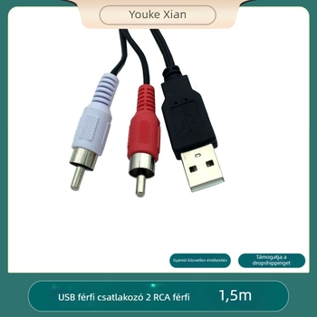 USB-AV adapterkábel 3RCA-val, USB 2.0, modell YR-AV-181, TV-hez