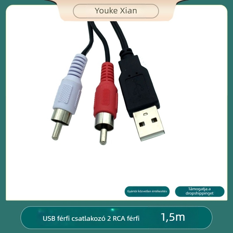 USB-AV adapterkábel 3RCA-val, USB 2.0, modell YR-AV-181, TV-hez