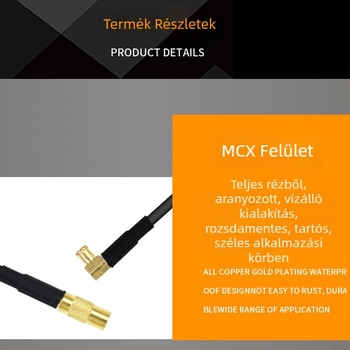 MCX egyenes női csatlakozóval MCX görbült férfi csatlakozóra kiegészítő kábel RG174 fonott réz vezetővel