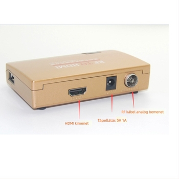RF to HDMI analóg videókonverter, modell RF2HDMI, felbontás 1920x1080, univerzális rendszer, jelátvitel konverzió