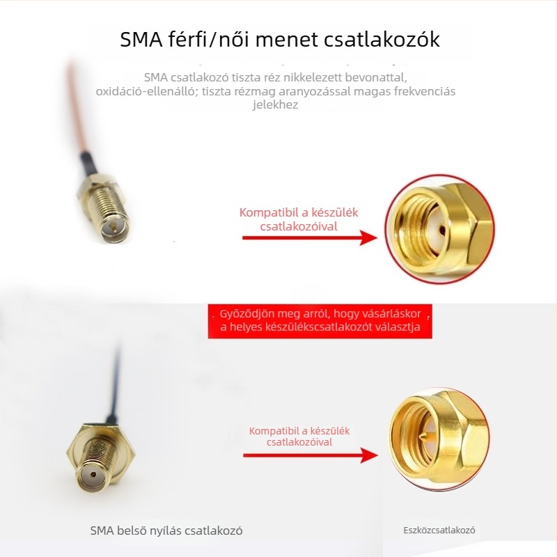 SMA–IPEX női jumper koaxiális kábel, vízálló RF csatlakozás, 1.13