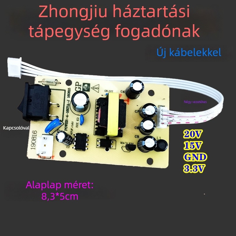 Univerzális tápegységpanel vevőkhöz és set-top boxokhoz, 4 vezeték, 20V/15V/3.3V kimenetek
