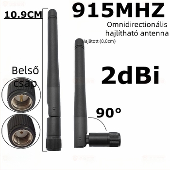SMA kis összecsukható antenna 910-920 MHz-hez, 2 dB nyereség, 50 Ω, VSWR ≤1,5