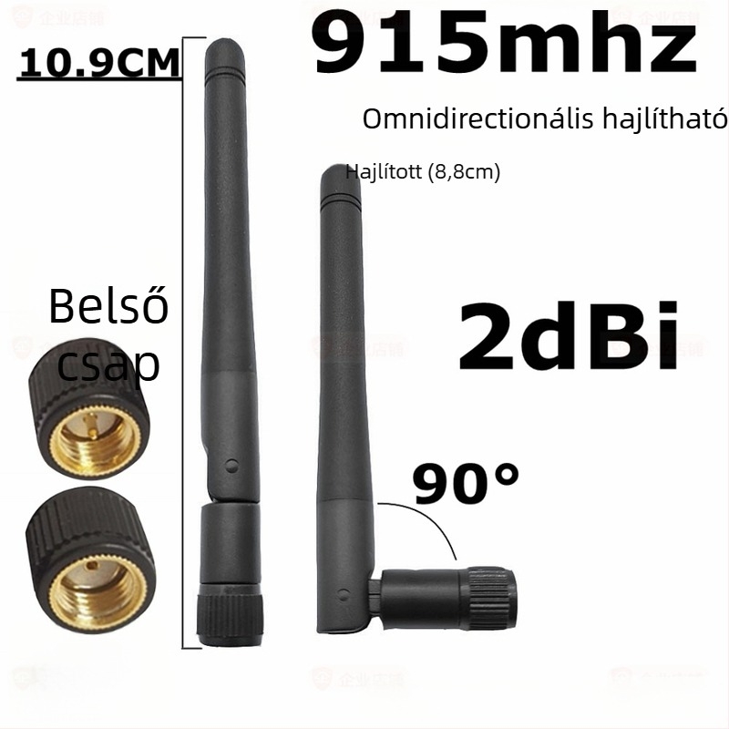 SMA kis összecsukható antenna 910-920 MHz-hez, 2 dB nyereség, 50 Ω, VSWR ≤1,5
