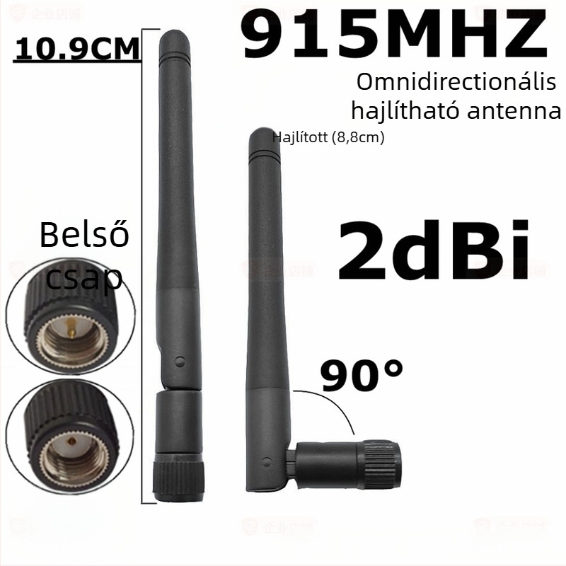 SMA kis összecsukható antenna 910-920 MHz-hez, 2 dB nyereség, 50 Ω, VSWR ≤1,5