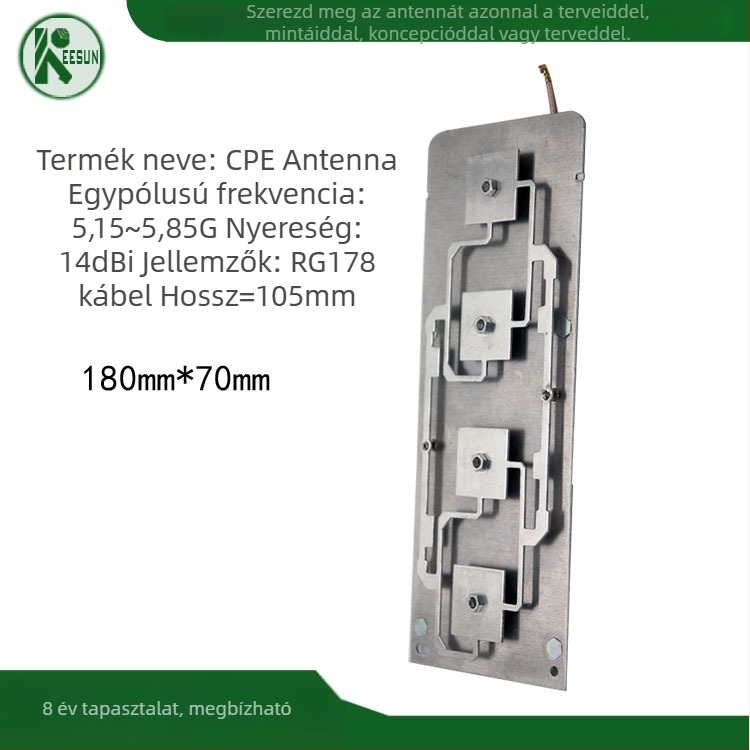 5.8G tablettás vezeték nélküli híd CPE antenna beépített kültéri irányított panellel, KEESUN KS030-10056-A, SWR ≤ 14