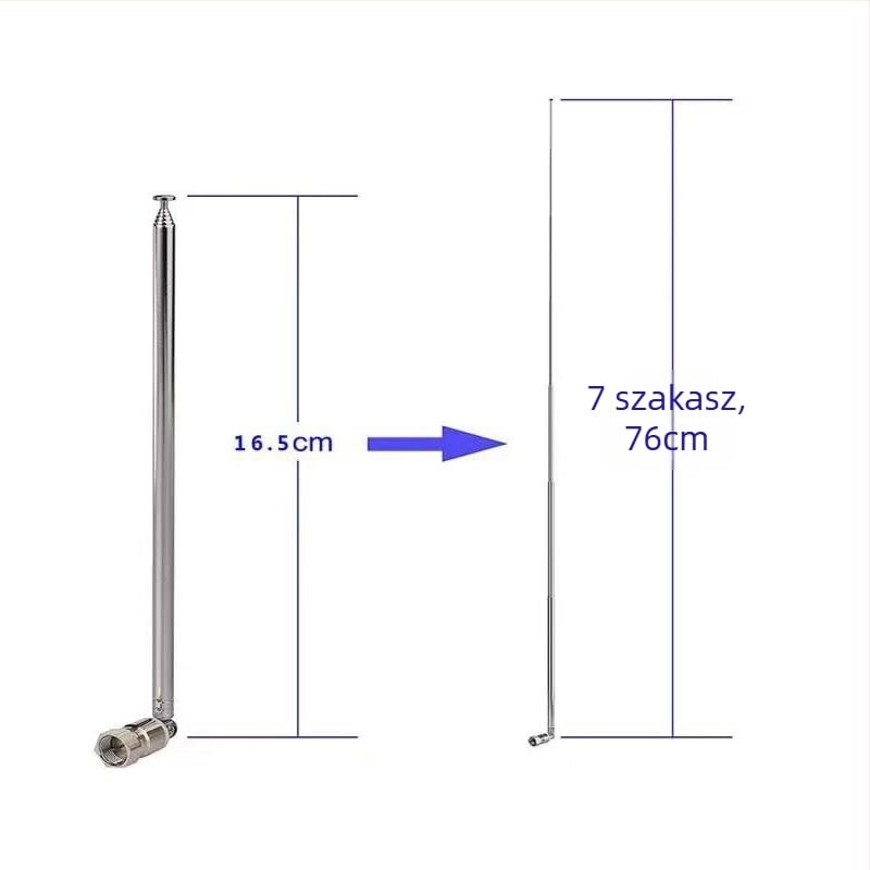 FM rúdantenna, rozsdamentes acélból, teleszkópos, forgatható, FM és DAB rádióhoz