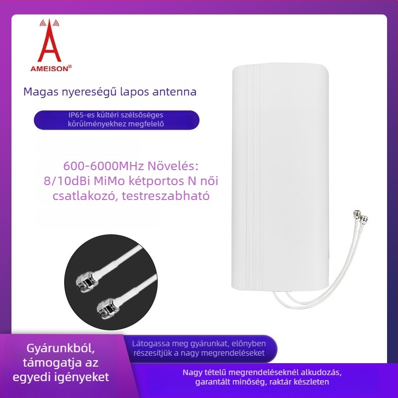 Lapos panel antenna 600–6000MHz, Dual-Port MIMO, 4G/5G, kültéri
