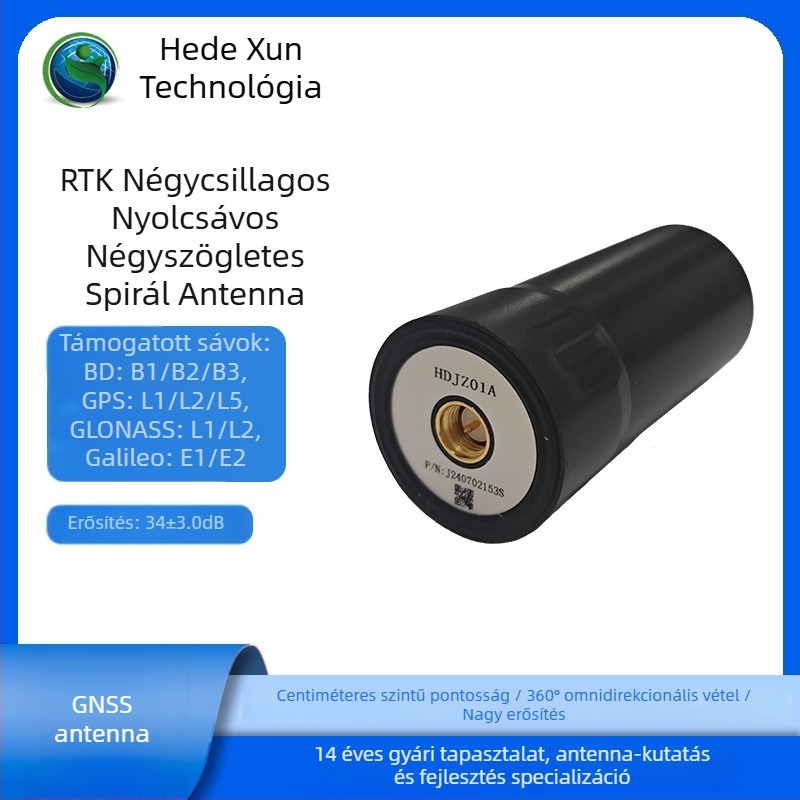 RTK nyolcsávos, négykarú spirál antenna, nagy nyereség, pontos pozicionálás