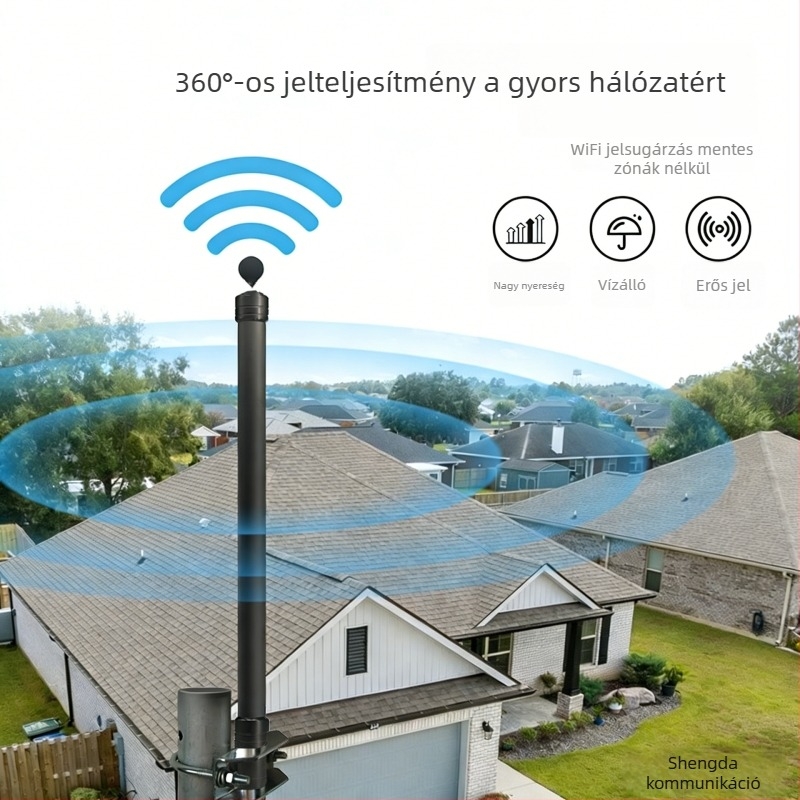 Omnidirekcionális üvegszálas antenna, 5.8 GHz, DTU bázisállomás számára, kültéri vízálló, Shengda