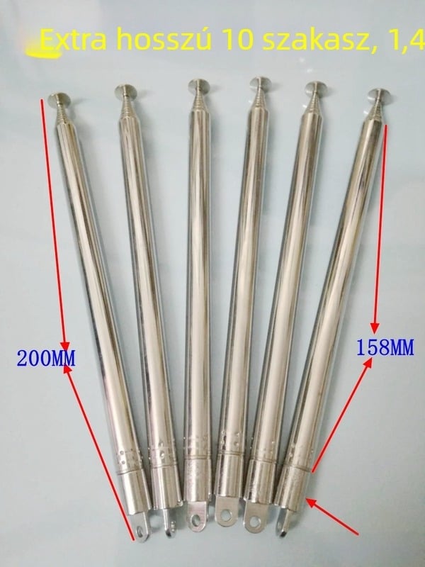 Teleszkópos antenna 10 szakaszból álló, 75 Ω impedancia, modell 10160 belső fogak