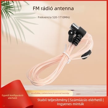Otthoni használatra szánt FM rádióantenna, átlátszó kettős párhuzamos kábelantenna, férfi csatlakozó, modell FM0203F1, SWR ≤ 1.5, Bestzone