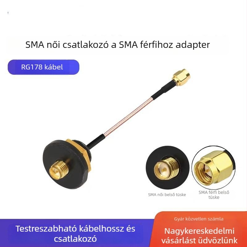 Menetes jelvezeték, SMA szigetelt és vízálló, IPEX csatlakozó, RF vonal műszer-szekrényekhez
