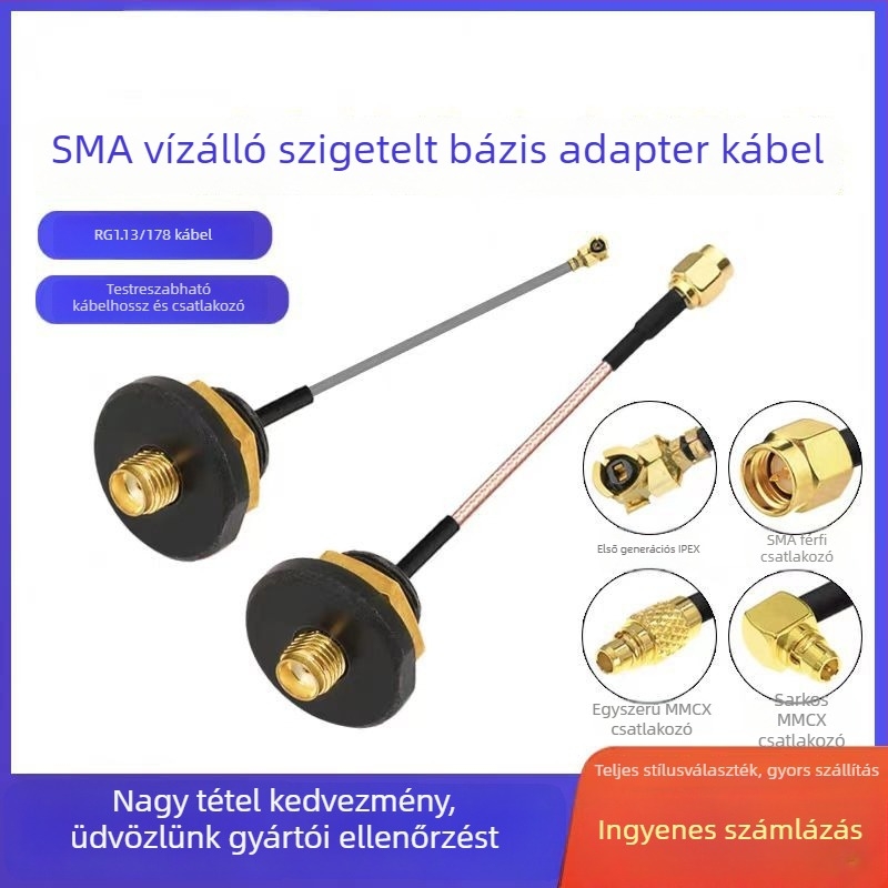 Menetes jelvezeték, SMA szigetelt és vízálló, IPEX csatlakozó, RF vonal műszer-szekrényekhez