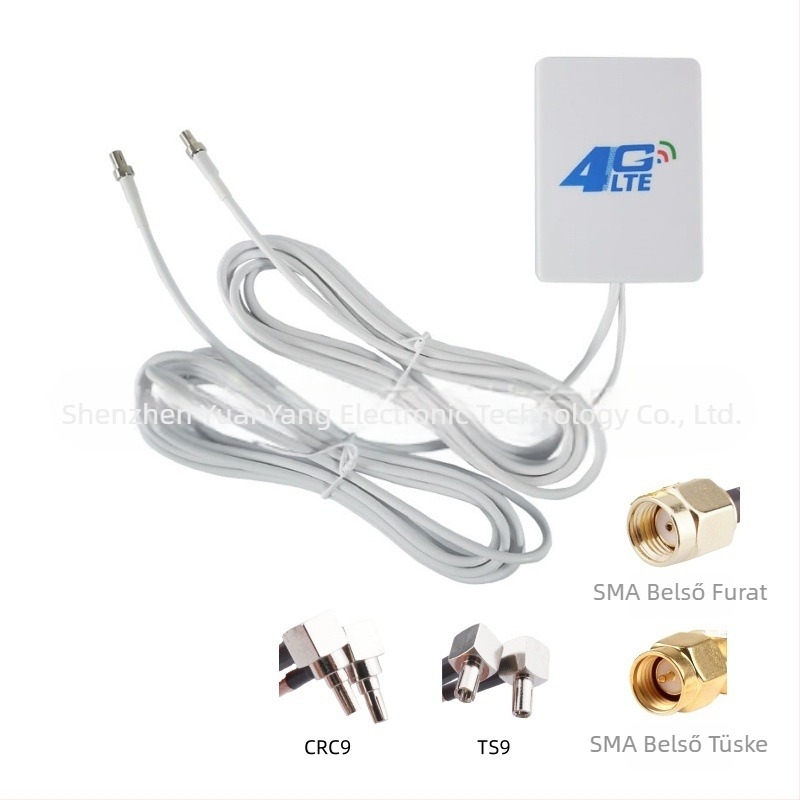 4G/CPE routerhez magas nyereségű LTE vételi antenna SMACRC9/TS9 duálfejű