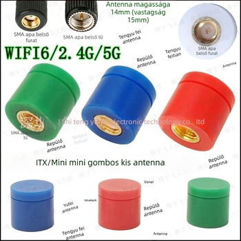 Mini ITX Wi‑Fi/Bluetooth antenna hálózati kártyához, SMA csatlakozó, 14 mm magas