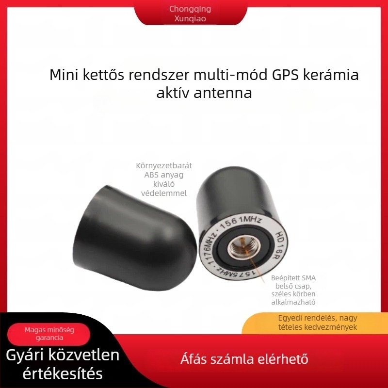 GNSS külső aktív kerámia antenna, többfrekvenciás, nagy pontosságú, nagy nyereségű, üvegszálas ház