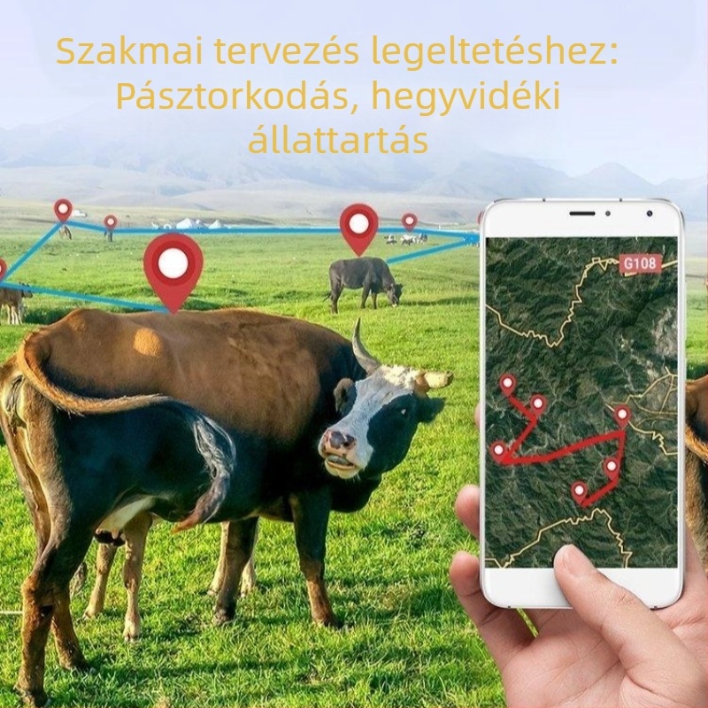 4G GPS nyomkövető állatoknak: marha, juh, ló és teve — 5 m pontos helymeghatározás, 168 h üzemidő, több riasztás, vízálló
