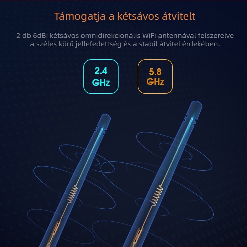 Wi‑Fi antennahosszabbító kábel hálózati kártyához és routerhez, mágneses alap, 2,4/5 GHz két sávos, nagy nyereségű SMA belső csatlakozó