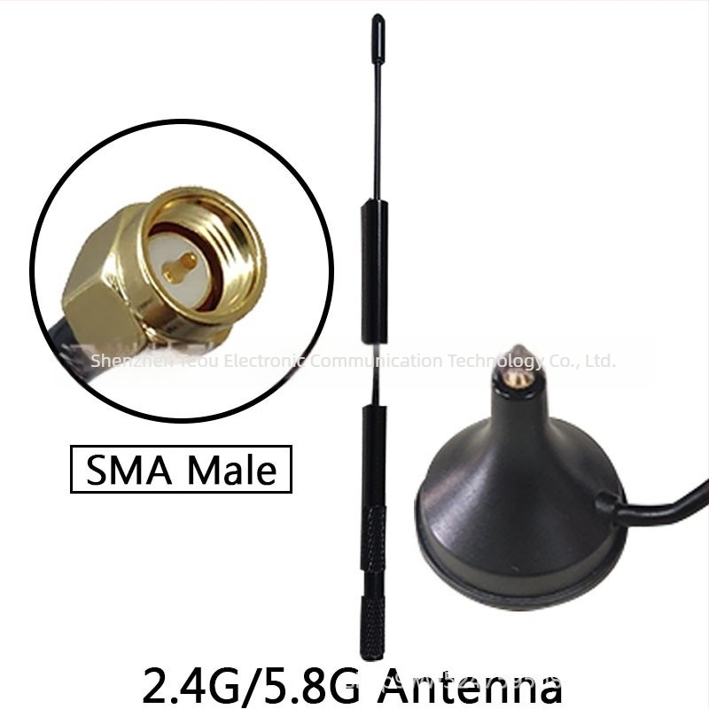 Wi‑Fi antenna mágneses sapkás alapú, 2.4/5.0/5.8 GHz, modul hálózati kártyához és routerhez, 10 dBi