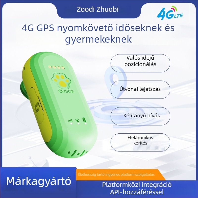 4G hálózathoz kompatibil idős- és gyermeknyomkövető GPS-sel és kétirányú hívással