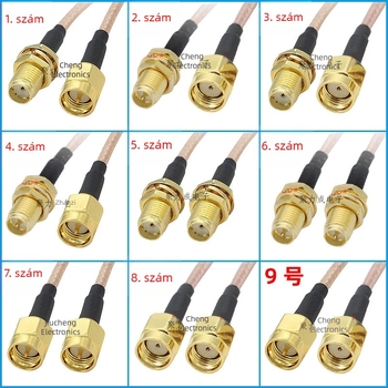 RG316 SMA férfi–nő RF hosszabbító kábel – antennák, Wi‑Fi és GPS eszközök számára, vezeték nélküli hálózatokhoz