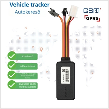 Autó GPS helymeghatározó riasztó rendszer, modell Y080, GPS-pontosság 5 m, beépített antenna (FPC hálózati + kerámia GPS), külső tápegység 9–100 VDC, riasztási módok: rezgés, áramszünet, SOS