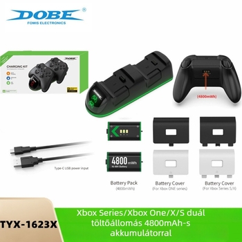 Xbox controller kettős töltő 2000mAh-s akkumulátorokkal Xbox One/Series X|S-hez