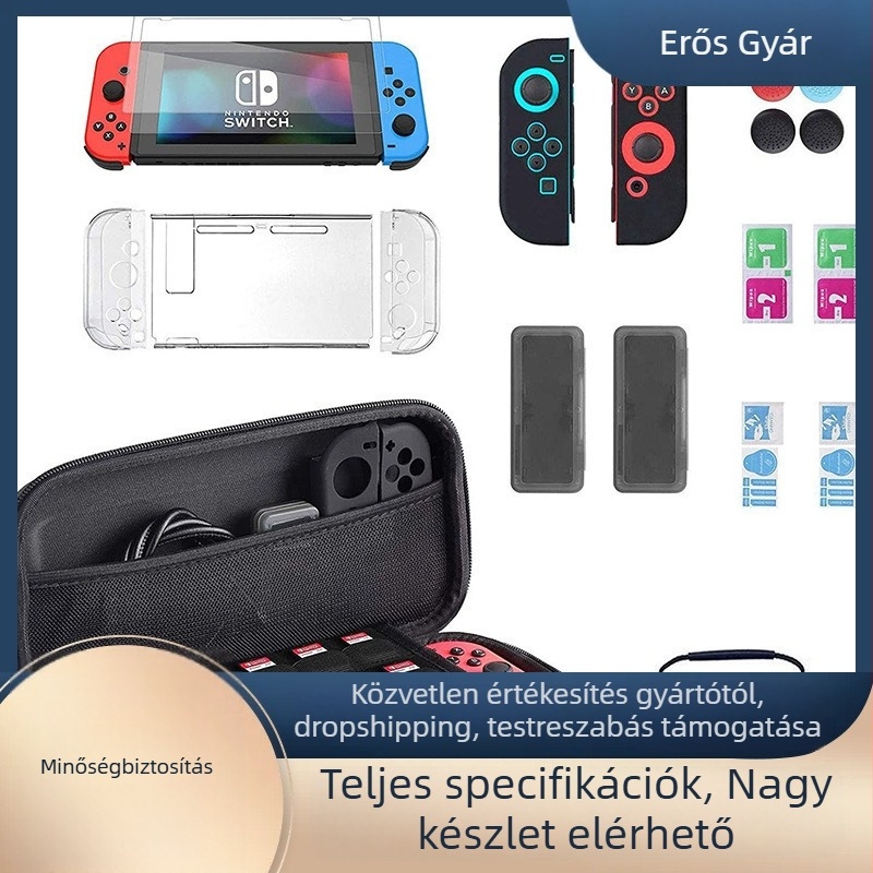 Switch védőtok edzett kijelzővédővel, kristályos megosztott burkolattal és szilikon fogantyúkkal – kézzel készült; Anyag: EVA + textil; Kompatibilis modell: Switch; Súly: 150 g