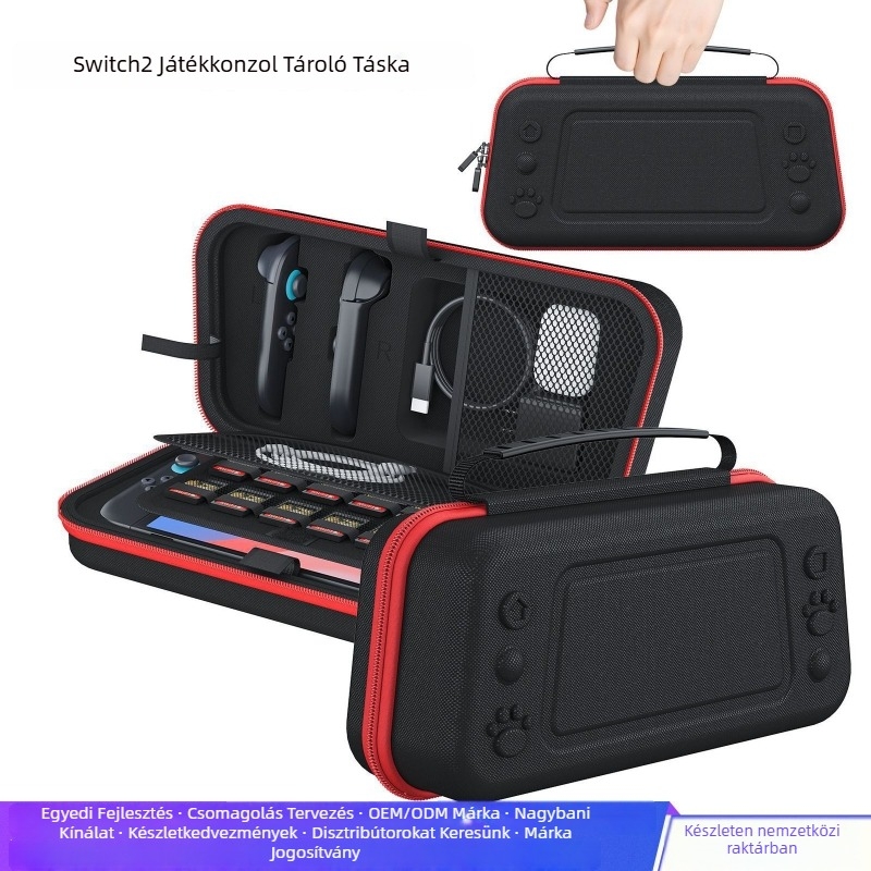 Nintendo Switch 2 Tároló tok – Védő táska/doboz, EVA párnázás, textil külső, Switch2-hez