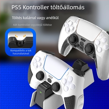 PS5 kettős töltő dokk kontrollerekhez, modell PS5, töltőállvány